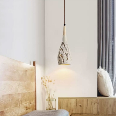 Modern Simple Wood Pendant Light with Adjustable Hanging Length for Bedroom