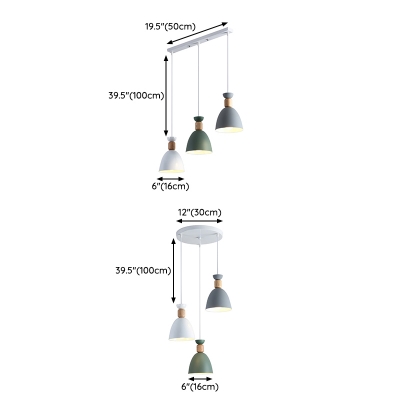 Modern Iron Pendant Light with 3 Lights and Adjustable Hanging Length in Residential Spaces