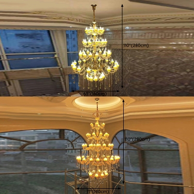 Modern Residential LED/Incandescent/Fluorescent Metal Multi-Layer Chandelier with Adjustable Length