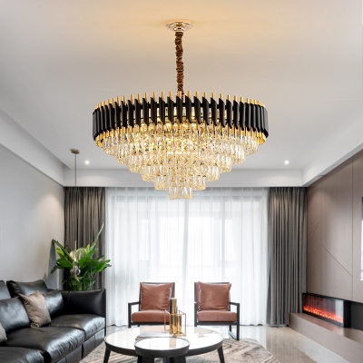 Modern Simple Crystal Chandelier with Clear Shade and Adjustable Hanging Length