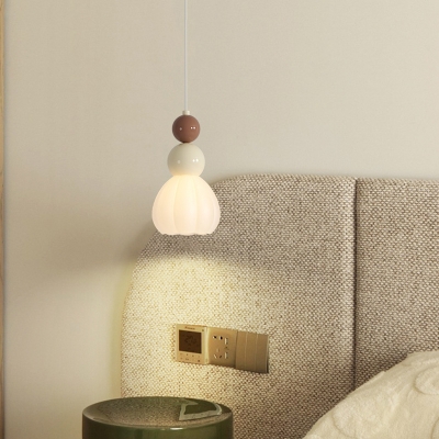 Modern Simple Pendant Light with White Glass Shade and Adjustable Hanging Length