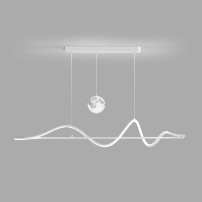 Modern LED Glass and Metal Island Pendant with Adjustable Hanging Length