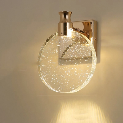 Modern LED Wall Lamp with Crystal Shade - Elegant Metal Sconce for Contemporary Home Decor
