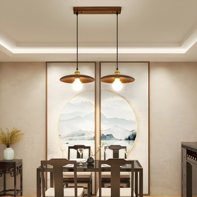 Modern Pendant Light with Solid Wood Shade and Adjustable Hanging Length for Living Room