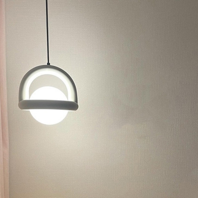 Modern Round Pendant Light with 1 Bi-pin Light for Residential Use in White Shade