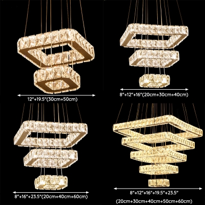 Modern Single-Tier Gold Steel Chandelier with Ambient Shade, Dimming 3-Color LED Lights