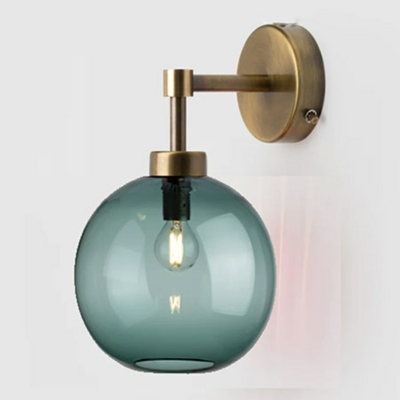 Modern Style Metal Wall Sconce with Glass Shade for Living Room