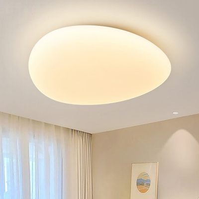 Modern White Flush Mount Ceiling Light with Beige Shade for Residential Use