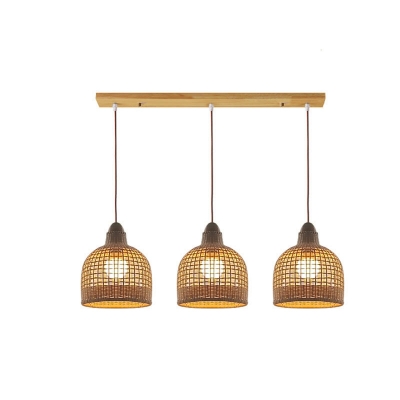 Stylish Wood Pendant Light with Adjustable Hanging Length and Silk Shade