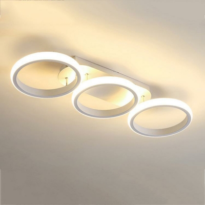 White Semi-Flush Modern Mount Ceiling Light with Metal Fixture for Contemporary Decor