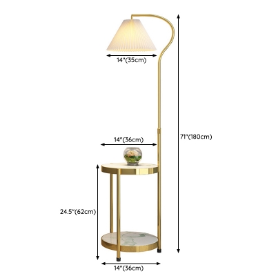 Elegant Adjustable Height Metal Floor Lamp with Foot Switch and Modern Fabric Shade