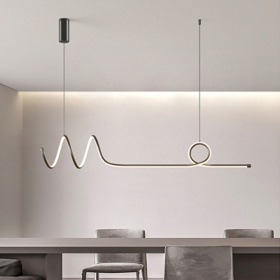 Modern Acrylic Shade Metal Island Pendant with Adjustable Hanging Length