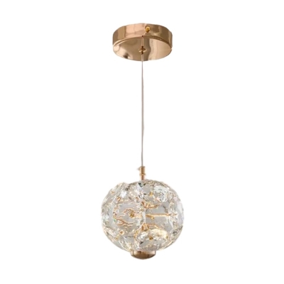 Stunning Gold Metal Pendant with Adjustable Hanging Length and Sparkling Crystal Shade