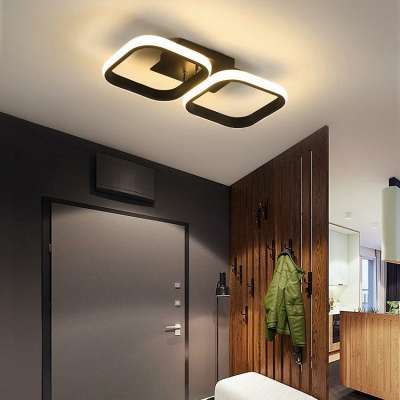 White Semi-Flush Modern Mount Ceiling Light with Metal Fixture for Contemporary Decor