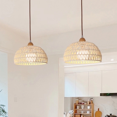 Elegant Wood Rattan Pendant Light with Adjustable Hanging Length for a Rustic and Natural Look