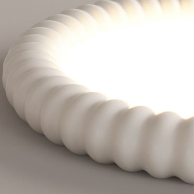Modern Metallic LED Flush Mount Ceiling Light with White Acrylic Shade