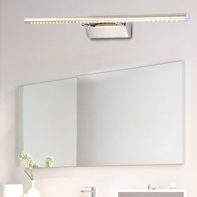 Modern Silver Steel LED Vanity Light with Ambient Stainless Steel Shade