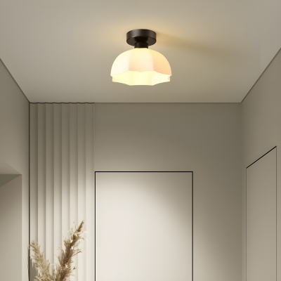 Metal Close To Ceiling Light with Downward Glass Shade in Modern Style for Residential Use