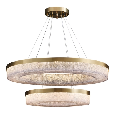 Modern Chandelier with Clear Resin Shade and Adjustable Hanging Length in Metal