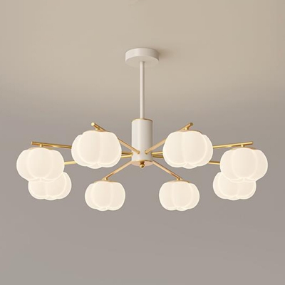 Modern LED Bulb Chandelier in Metal with Plastic Ambient Shade - Ideal for Residential Use