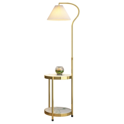 Elegant Adjustable Height Metal Floor Lamp with Foot Switch and Modern Fabric Shade