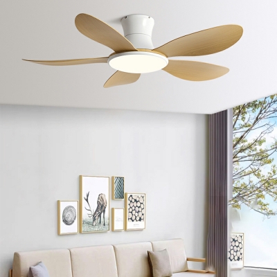 Modern Acrylic Ceiling Fan with Remote Control and Dimmable LED Light - Flushmount