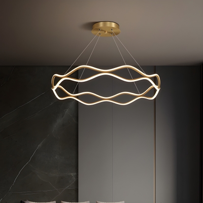 Modern Gold Metal Chandelier with One LED Bulb and Adjustable Hanging Length