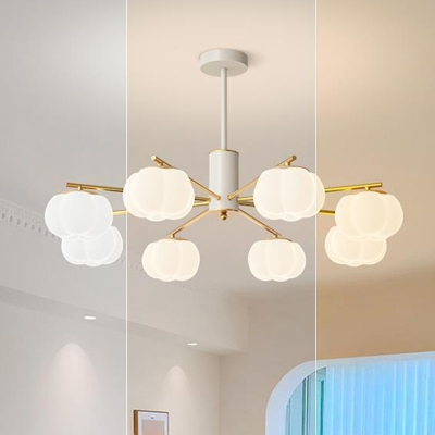 Modern LED Bulb Chandelier in Metal with Plastic Ambient Shade - Ideal for Residential Use