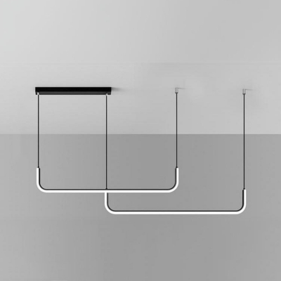 Modern Linear LED Island Pendant Light in White Acrylic for Living Room