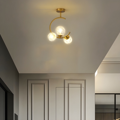 Modern Metal Semi-Flush Mount Ceiling Light with Clear Glass Shade for Residential Use
