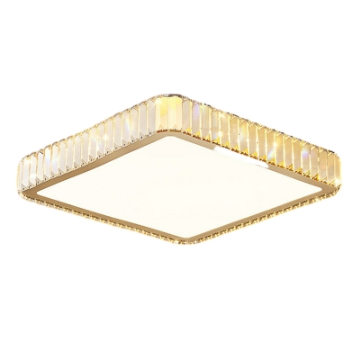White Crystal Flush Mount Close To Ceiling Light with Clear Shade for Modern Home Decor