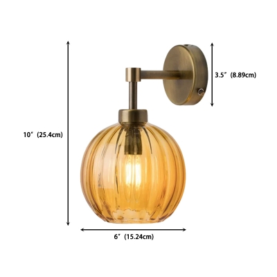 Elegant Industrial Vintage Metal Wall Lamp with Glass  Shade for Bedroom