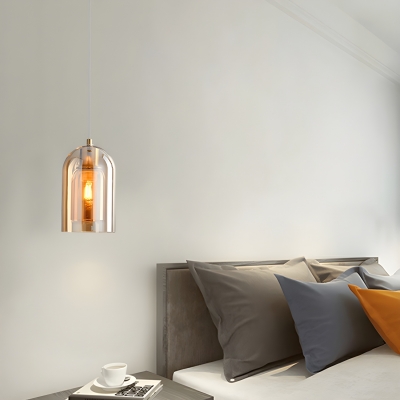 Metallic Modern Pendant Light with Adjustable Hanging Length and Glass Shade