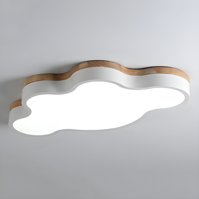 Modern LED Flush Mount Ceiling Light with White Acrylic Shade for Living Room