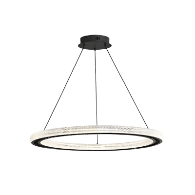 Matte Black Modern Chandelier with Acrylic Shade and Remote Control Stepless Dimming