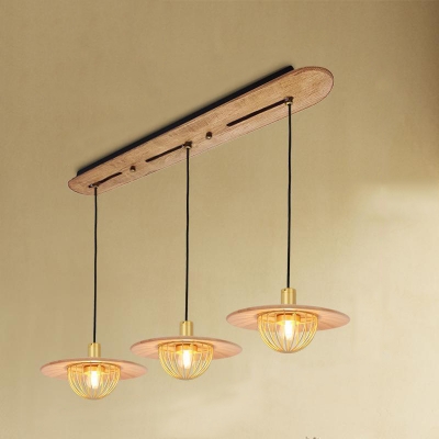 Stylish Modern Pendant Light with Solid Wood Shade for Living Room