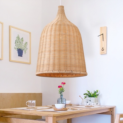 Stylish Rattan Pendant Light with Adjustable Cord Mounting for Indoor Use