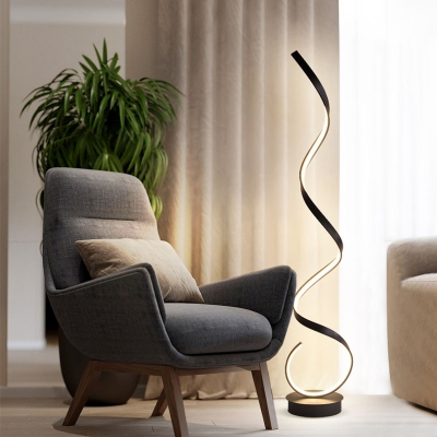 Contemporary LED Floor Lamp with Metal Base for Modern Home Decor