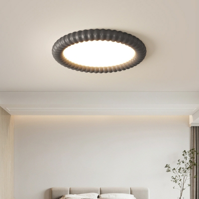 Modern Metallic LED Flush Mount Ceiling Light with White Acrylic Shade