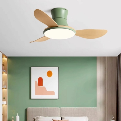 Modern Acrylic Flushmount Ceiling Fan with Remote Control and Dimmable Light