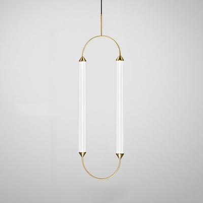 Modern Gold Pendant with 2 LED Lights and Adjustable Hanging Length
