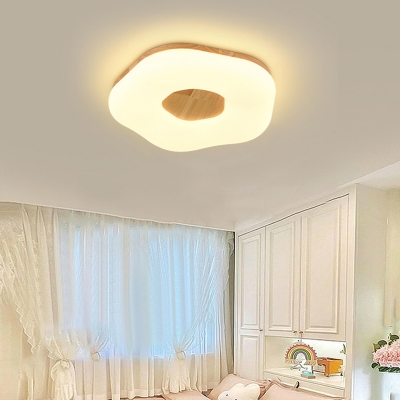 Modern LED Acrylic Flush Mount Ceiling Light with White Shade