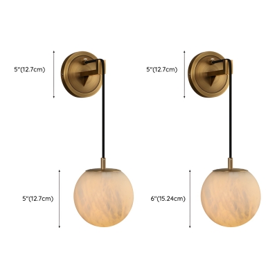 Contemporary Bronze Wall Lamp With Stone Shade for Bedroom and Living Room