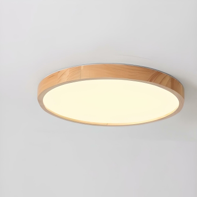 Contemporary LED Solid Rubber Wood Flush Mount Ceiling Light with Acrylic Shade for Bedroom