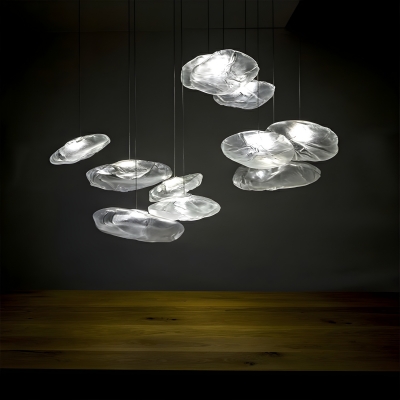 Contemporary Pendant Light with Adjustable Hanging Length and Glass Shade for Villa Stairs