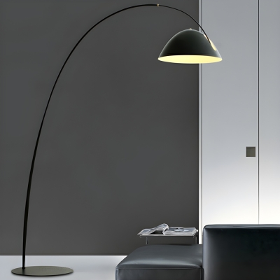 Modern Metal Floor Lamp with Iron Shade for Living Room in Black