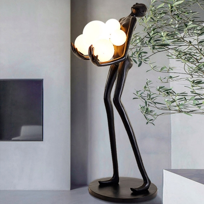 Modern Resin Globe Shade Metal Floor Lamp No Bulb Included with Foot Switch for a Modern Glam Look