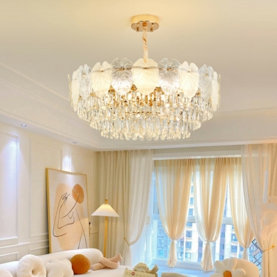 Modern Simple Crystal Chandelier with Adjustable Hanging Length for Living Room