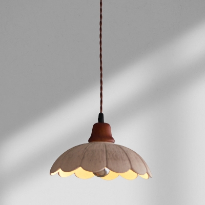 Solid Wood Pendant Light with Adjustable Hanging Length and Ceramic Shade for Home Use