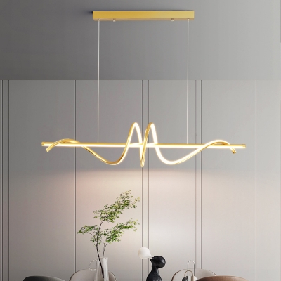 Contemporary Metal LED Adjustable Hanging Length Island Light